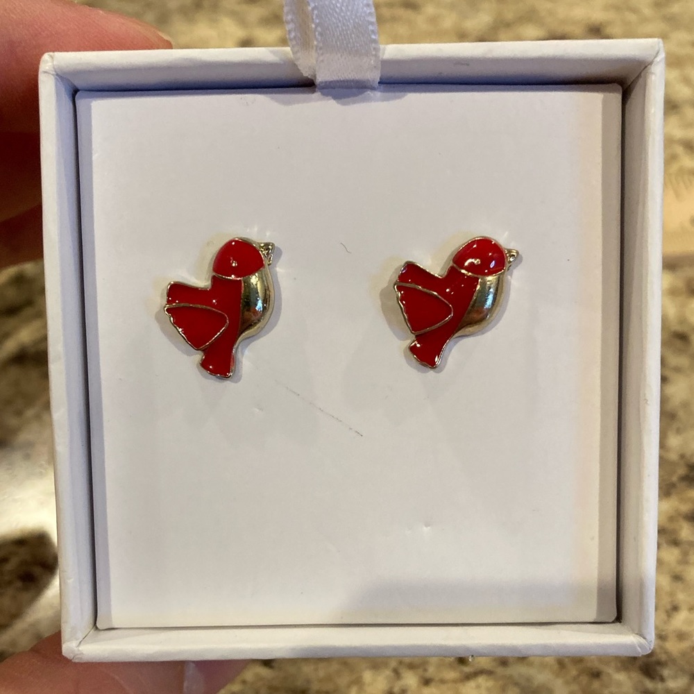 Cardinal earrings